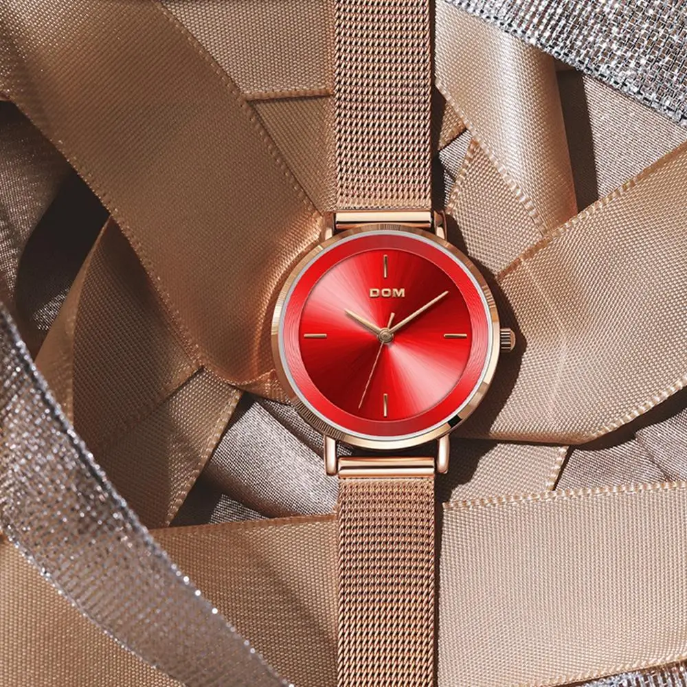 

Watch Women DOM Top Brand Luxury Quartz watch Casual quartz-watch leather Mesh strap ultra thin clock Relog G-1307G-7M