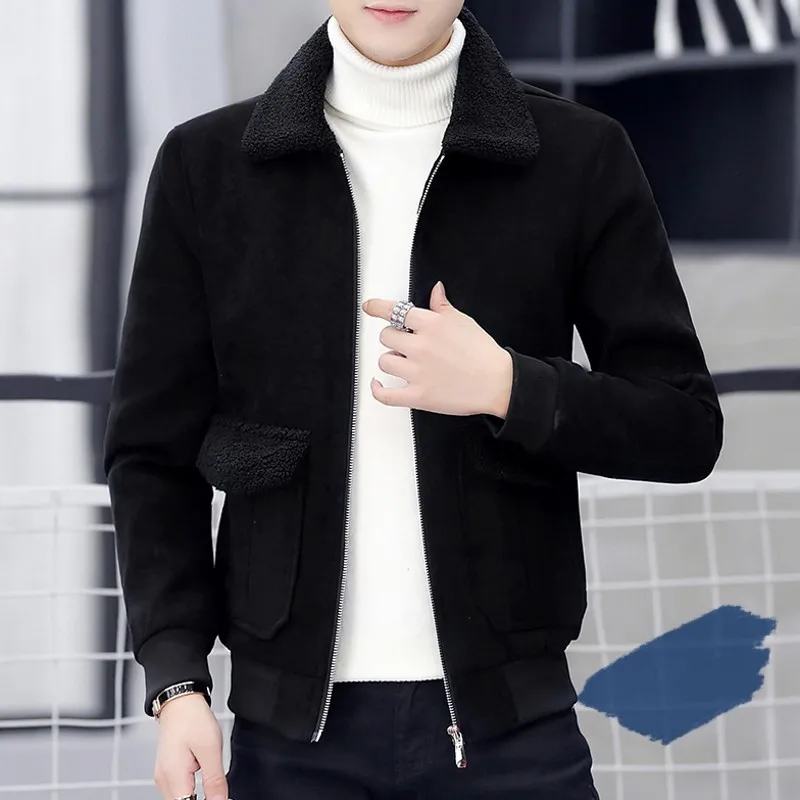 Мужская теплая зимняя куртка на флисовой подкладке с бархатным воротником и