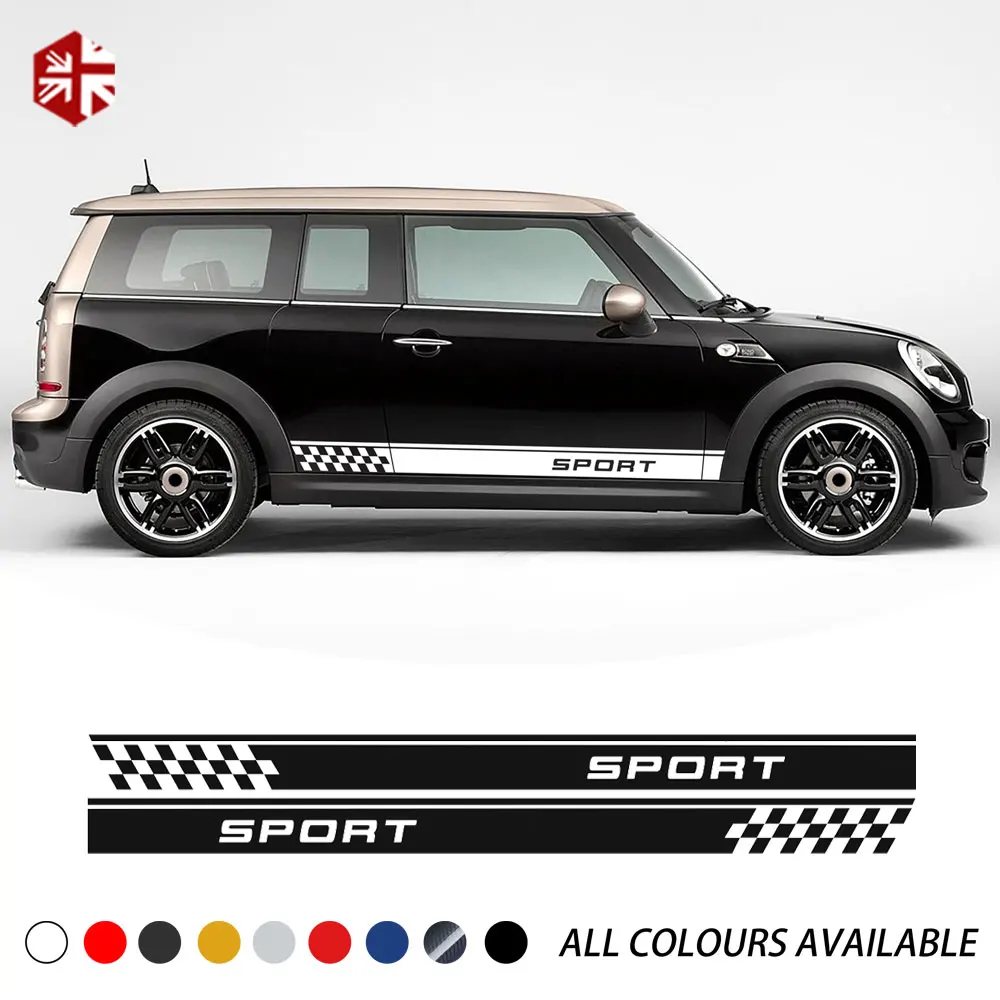 2 шт. гонок спорт Клетчатый Стиль дверь автомобиля боковые полосы стикер наклейка