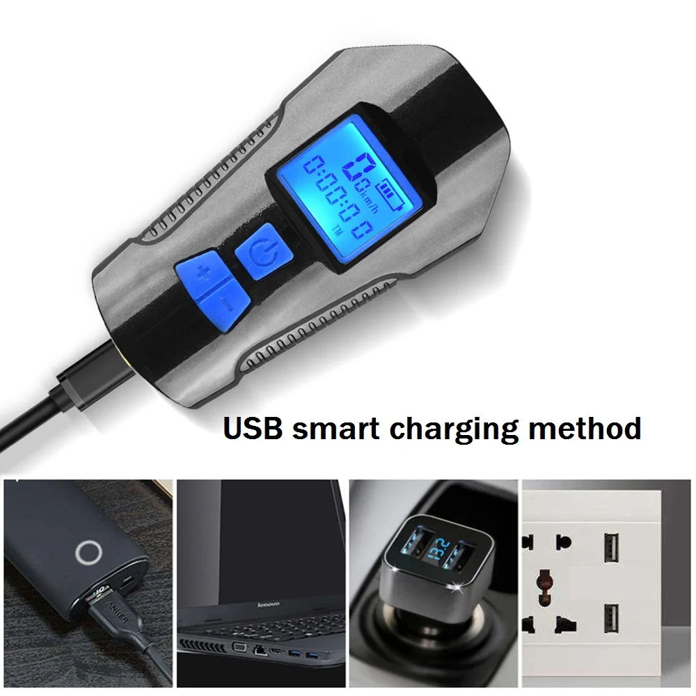 Bicycle Light Computer Speedometer Lights USB Rechargeable Bike Front Flashlight LED Warning Cycling Portable | Спорт и развлечения