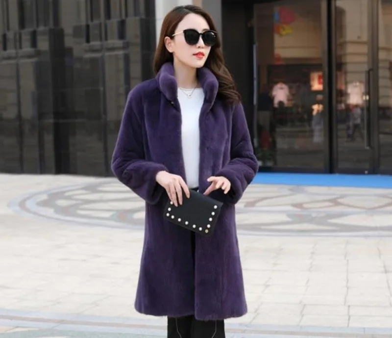 90 см Подлинная оптовая продажа норковая шуба зимняя женская верхняя одежда LF2220 |