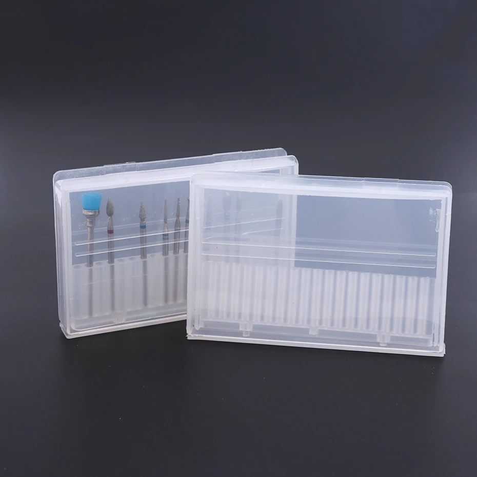 20 Holes Clear Plastic Nail Drill Bits Storage Box For Drill Holder Stand Mill Cutters Machine Accessories Manicure Tool LAA35-1