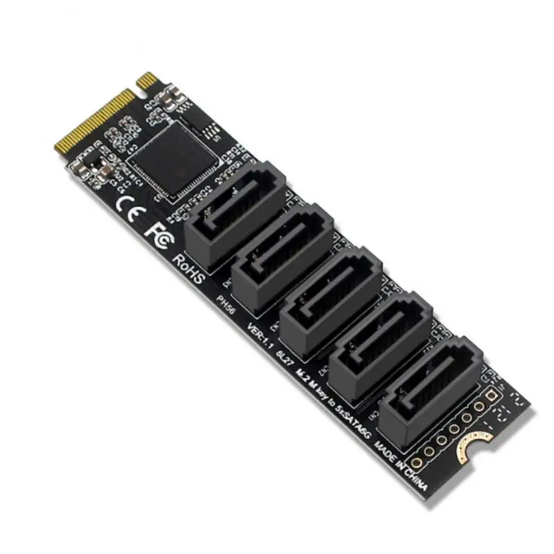 

Адаптер для карты памяти, 5 портов, для SATA III 6, M2 PCIe PH56 M.2, компьютерное расширение JMB585