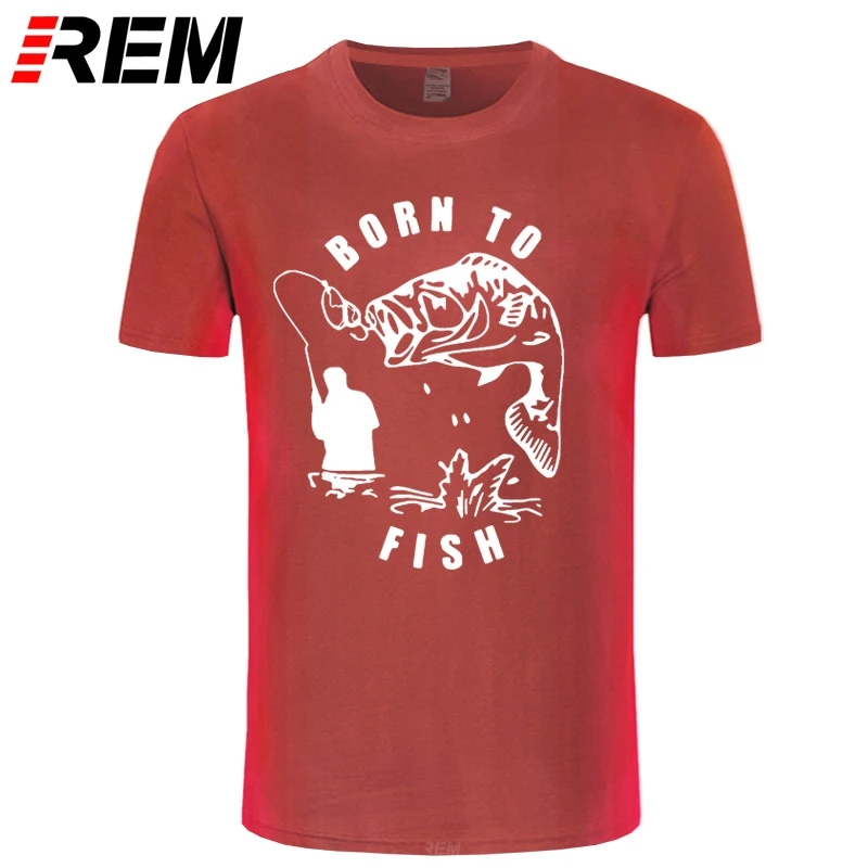 Мужская футболка с принтом REM Born To Fish из чистого хлопка высокого качества рыбаков