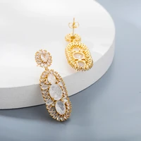 color zircon oval drop earrings for women geometric exaggerated dangle earrings 2021 trend charms jewelry pendientes