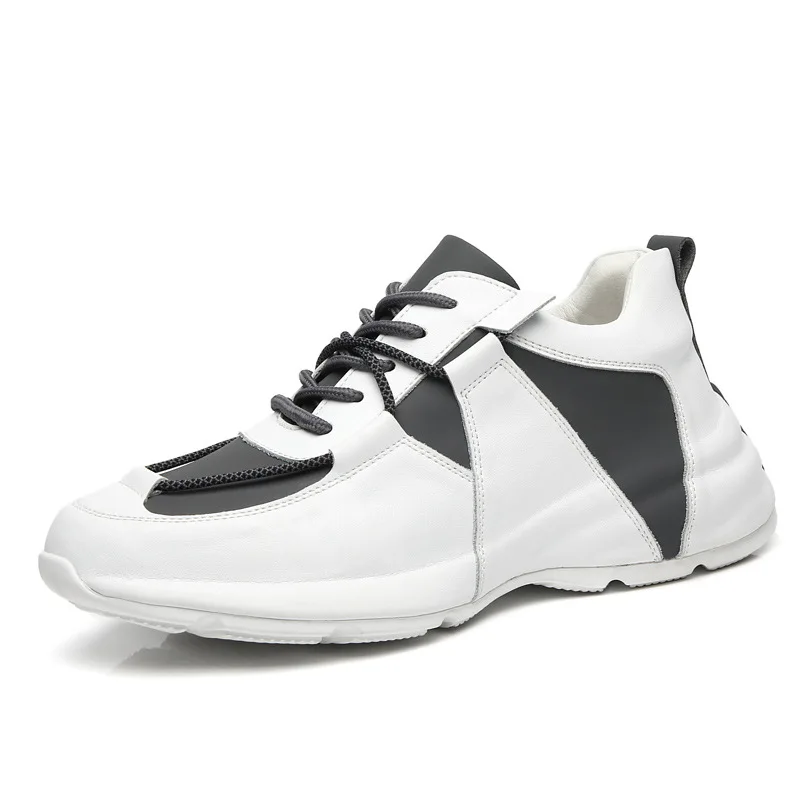 

New cowhide fashion trend shoes single shoes men's shoes heighten men's sneakers men handmade shoes Genuine Leather tennis