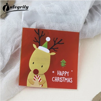 {D& P 100pcs 10X10+ 3 см Рождество печенья конфеты упаковки хлеба самоклеящаяся Пластик печенье закуски выпечка посылка милые сумки через плечо - Цвет: CUTE 6