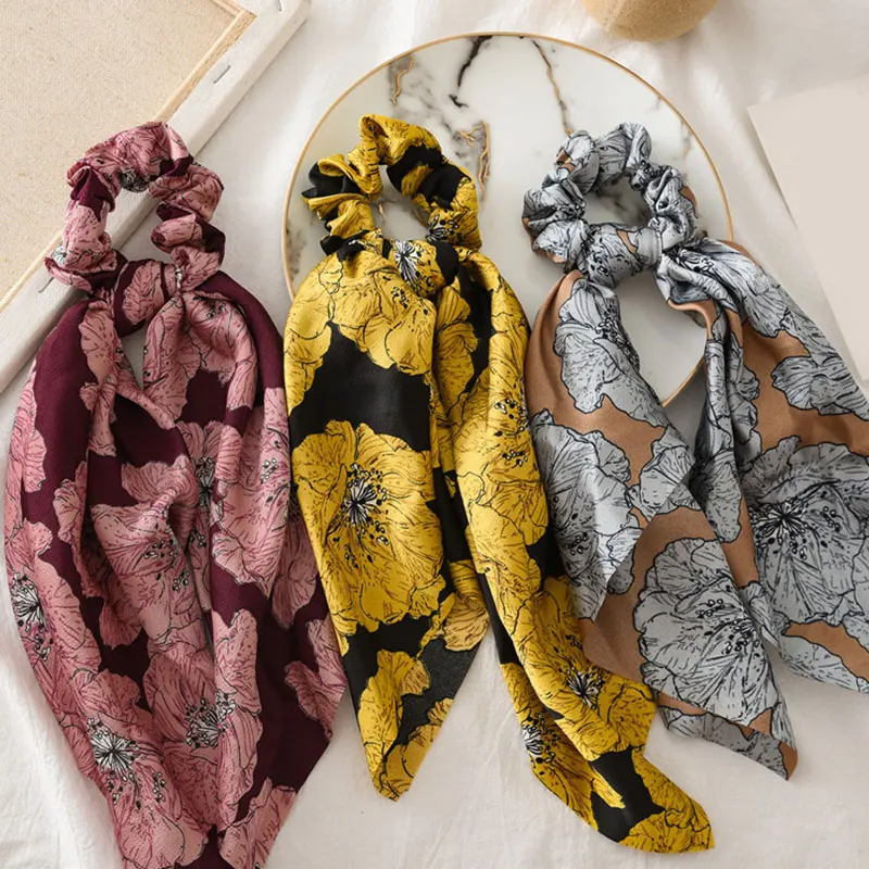 Женская атласная резинка для волос винтажная эластичная повязка на голову с