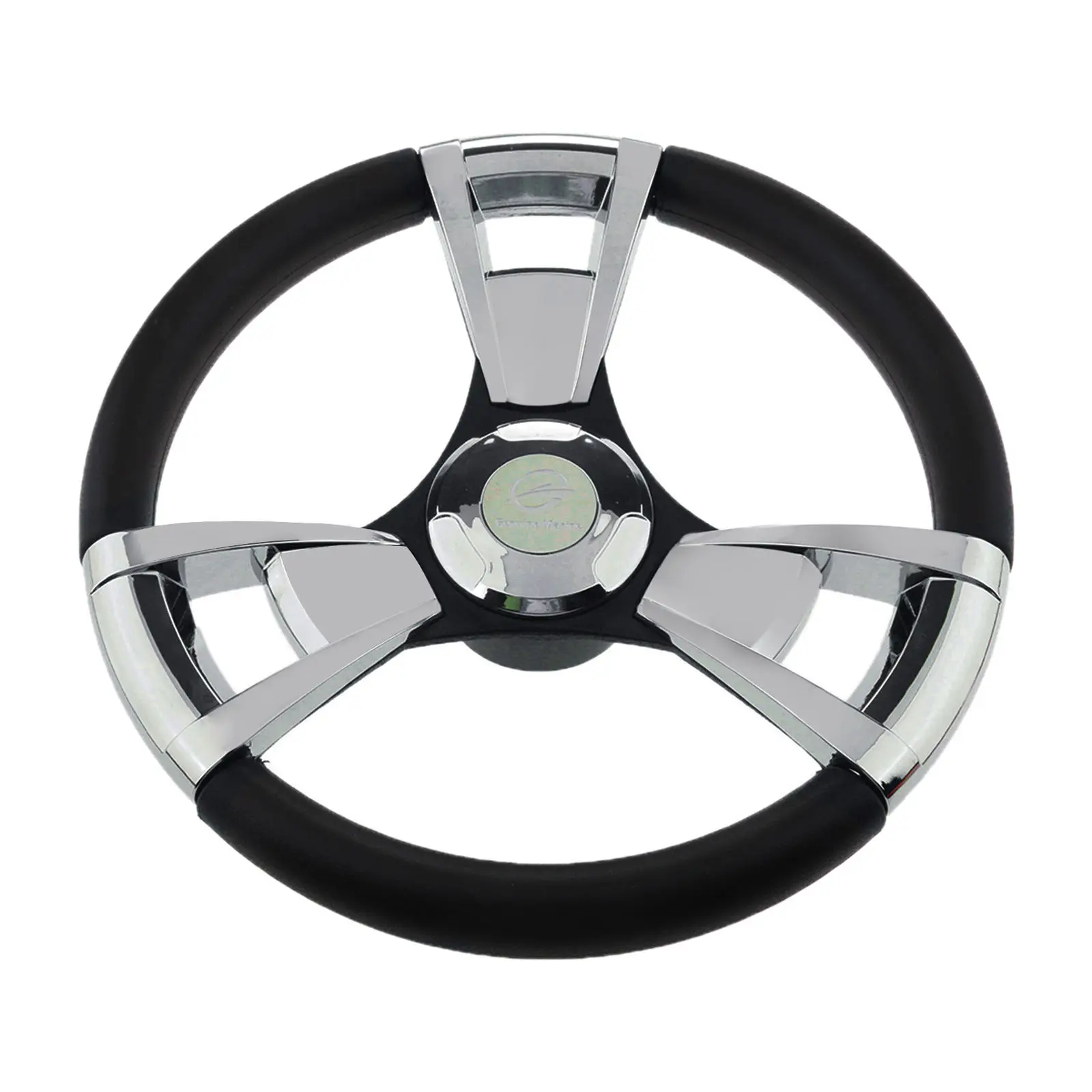 

350mm 3/4'' Steering Wheel with Polished Chromed Spokes for Marine Boat Yacht Aluminum alloy + ABS