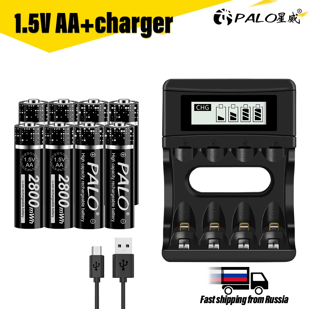 PALO 1 5 V литиевая батарея AA Перезаряжаемые Батарея Li Ion для удаленного Управление