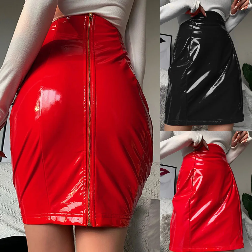 Женские юбки женские весенние Летние кожаные обтягивающие однотонные вечерние