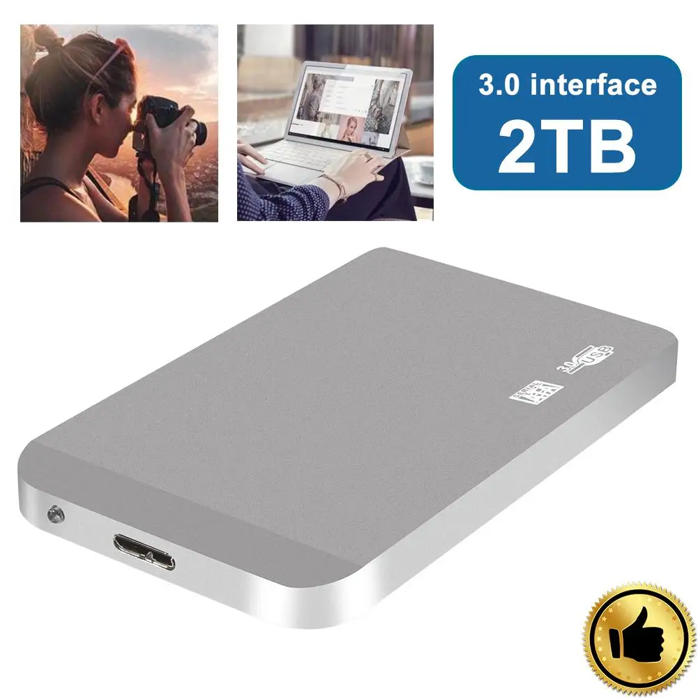 Metal Silver 2T USB 3,0 Портативный внешний мобильный жесткий диск ПК ноутбук внешний жесткий диск адаптер Жесткий диск - Цвет: Metal Silver 2T