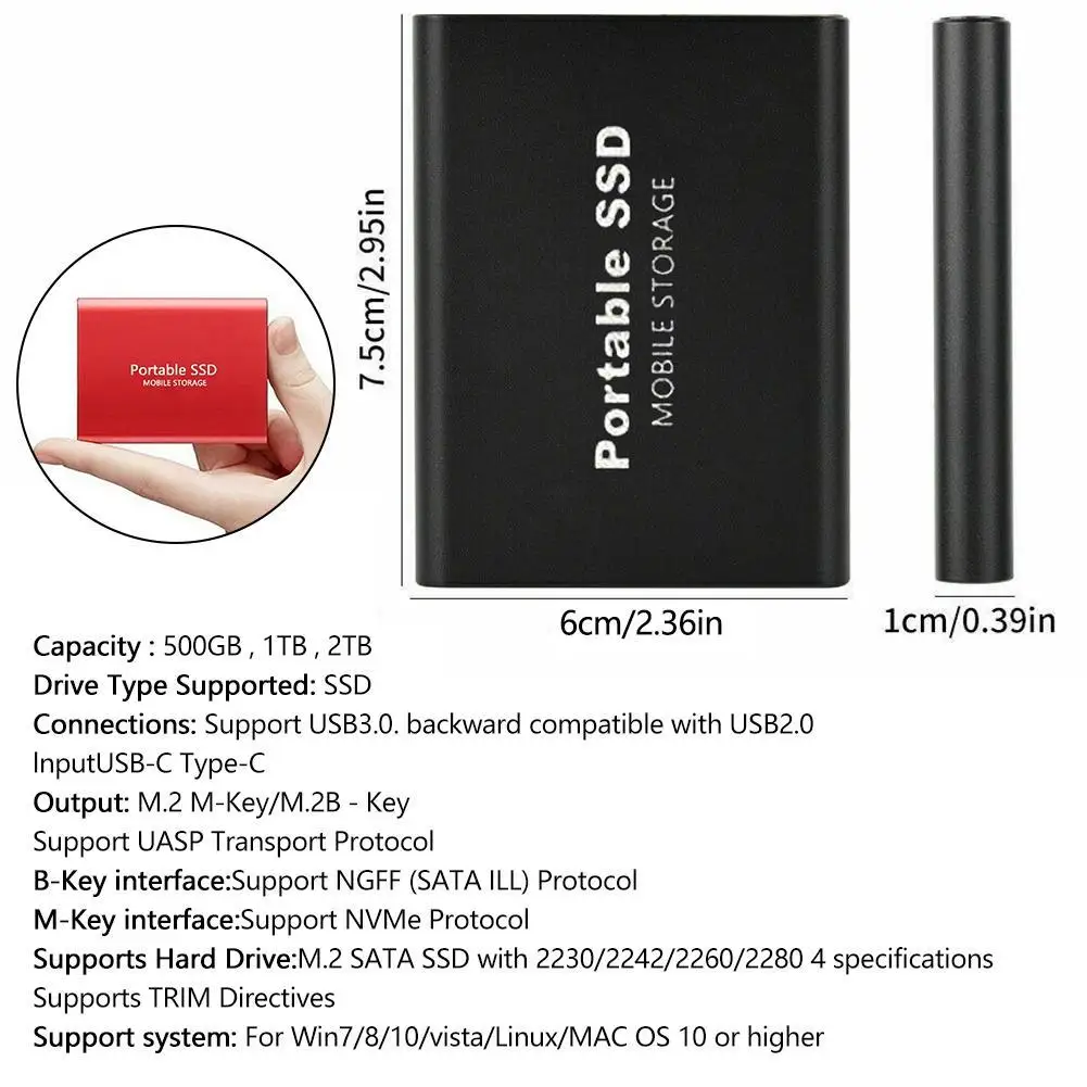 

Three-color State Mobile Hard Disk 500G/1TB/2TB Applicable to Multiple Scenarios