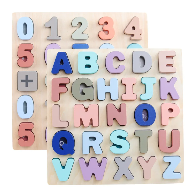

Wooden Learning Toys Digital Counting Shape Matching Montessori Puzzle Toys Alphabet Wood Math Toys For Children baby toys