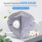 Многоразовые респираторные маски KN95 для лица с клапаном, защитная дышащая 5-слойная маска с фильтром для рта, защитные пылезащитные маски FFP2