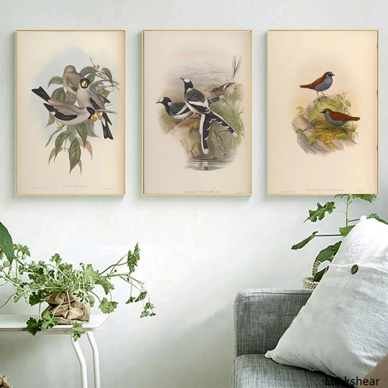 Ретро птица холст живопись плакаты и печати животных картинки пейзажное искусство для домашнего декора в гостиной.
