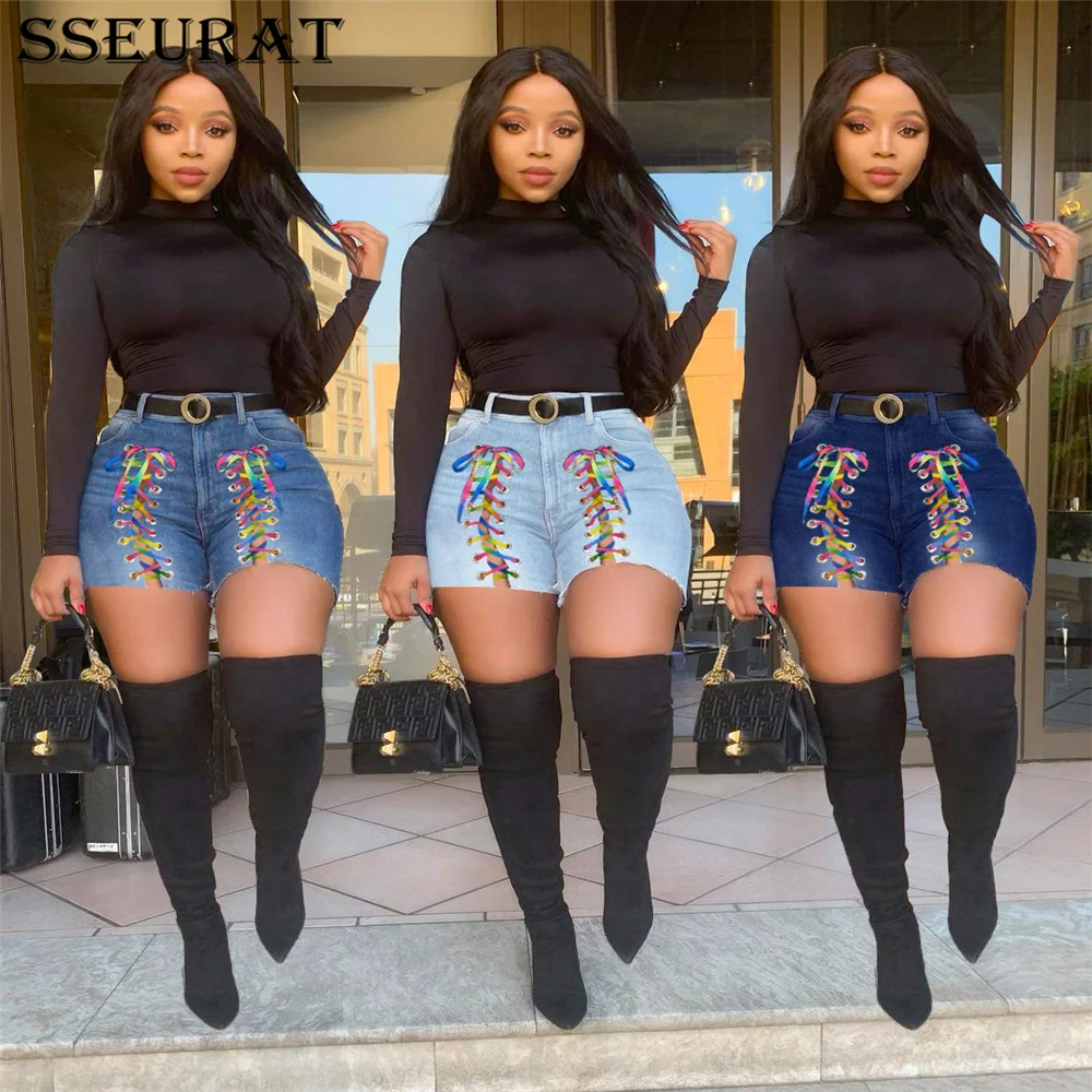 

SSEURAT Female Fashion Casual Summer Women Denim Booty Shorts High Waists Sexy Short Jeans 2021
