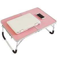 Foldable Laptop Table Portable Outdoor Camping Table Breakfast Serving Bed Tray with Legs Folds in Half with Inner Storage Space