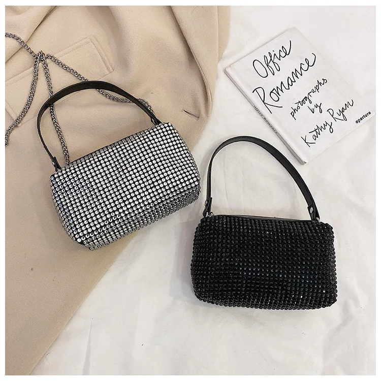 Блестящая сумка-хобо с бриллиантами женские сумочки клатчи винтажная