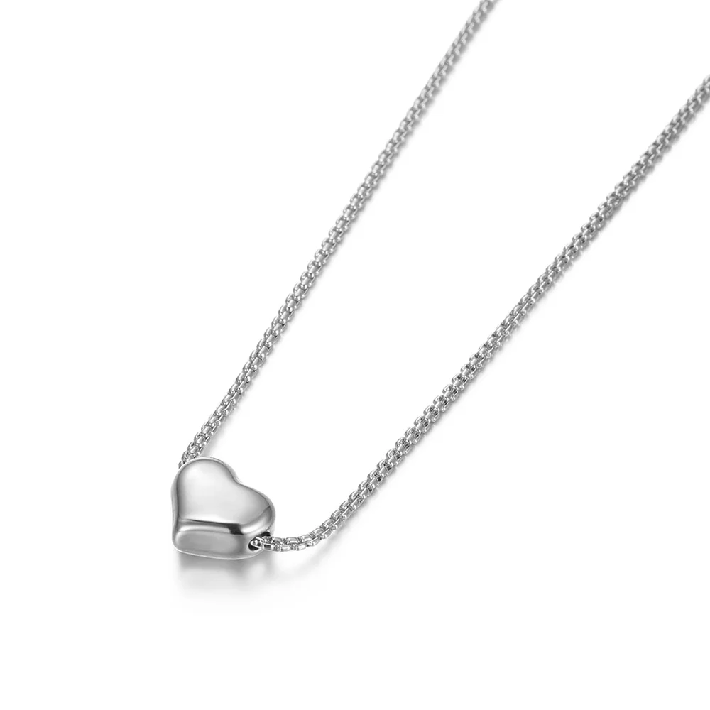 

Fashion Stainless Steel Tiny Heart Necklace for Women Minimalist Smooth Heart Shape Pendant Necklace Dropshipping