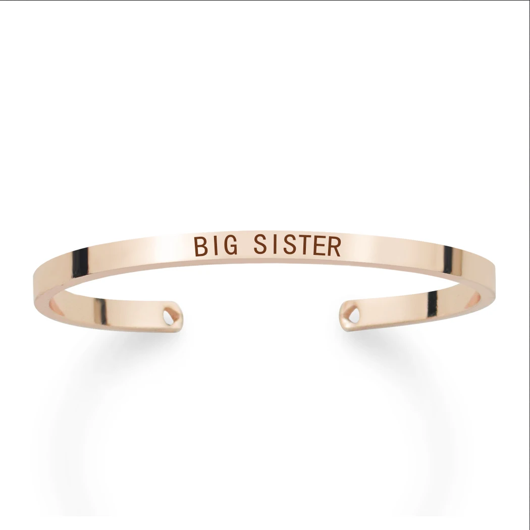 Старшая Сестра младшая сестра Выгравированная манжета браслет для сестер