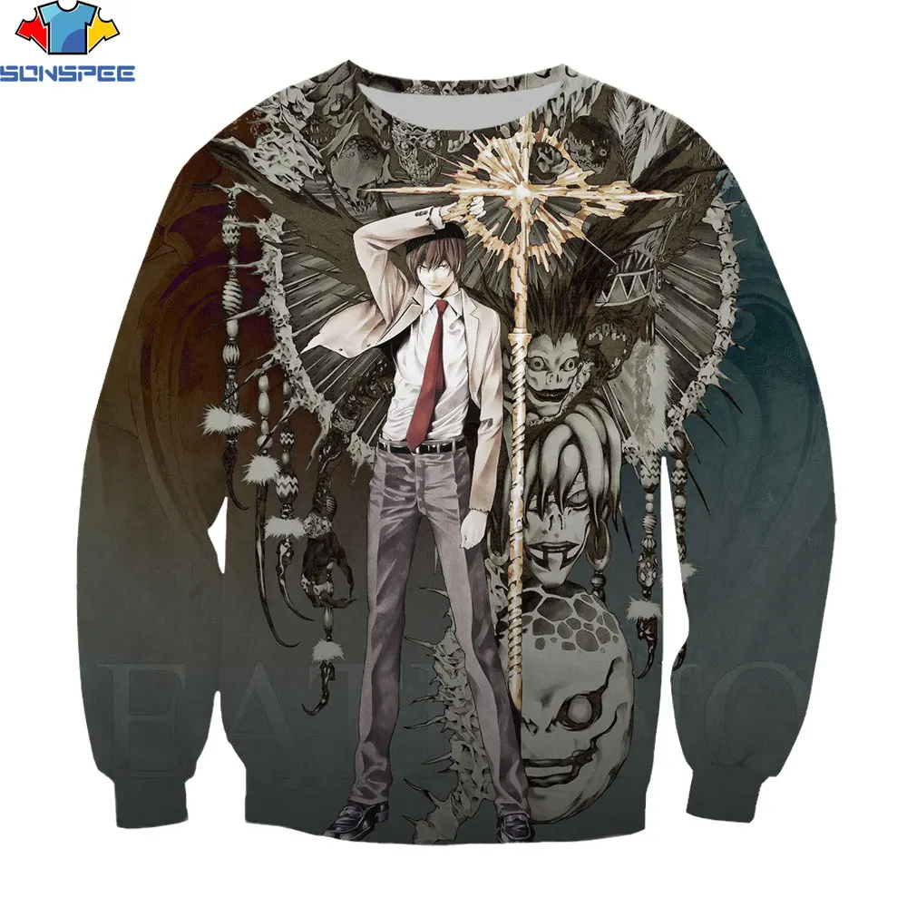 

SONSPEE 3D Japanese Anime Death Note Without Cap Sweatshirts Men Women Anime Print Mens Sweatshirts Autumn Winter Clothing Tops