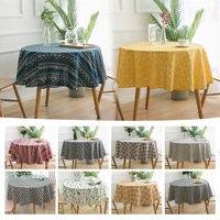 bohemian style round tablecloth cotton linen geometric wave printed home hotel decora table cloth photo props