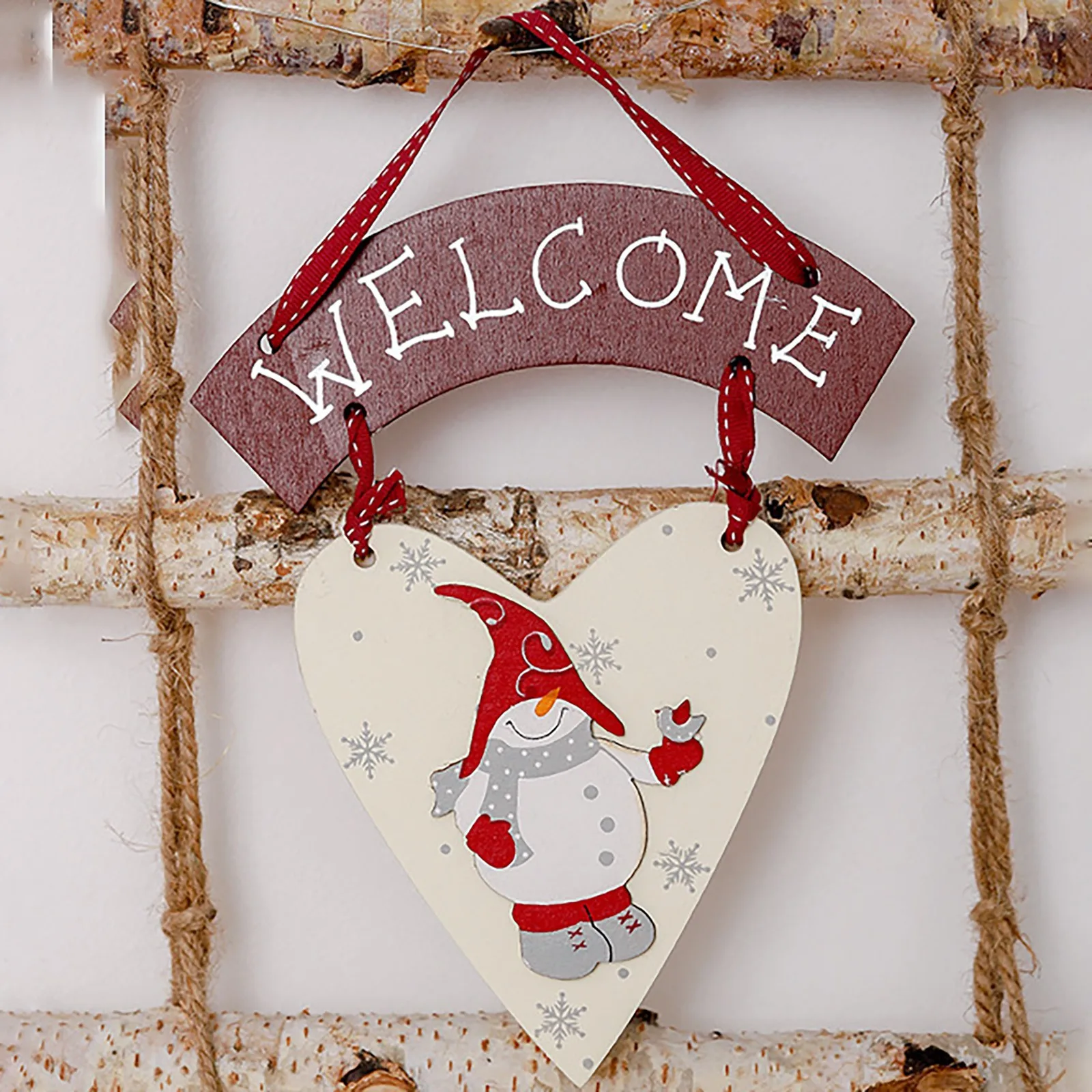 

Welcome Sign Door Decor Christmas Decoration Wooden Snowman Decoration Door Hanging Xmas Tree Decor Christmas Ornaments