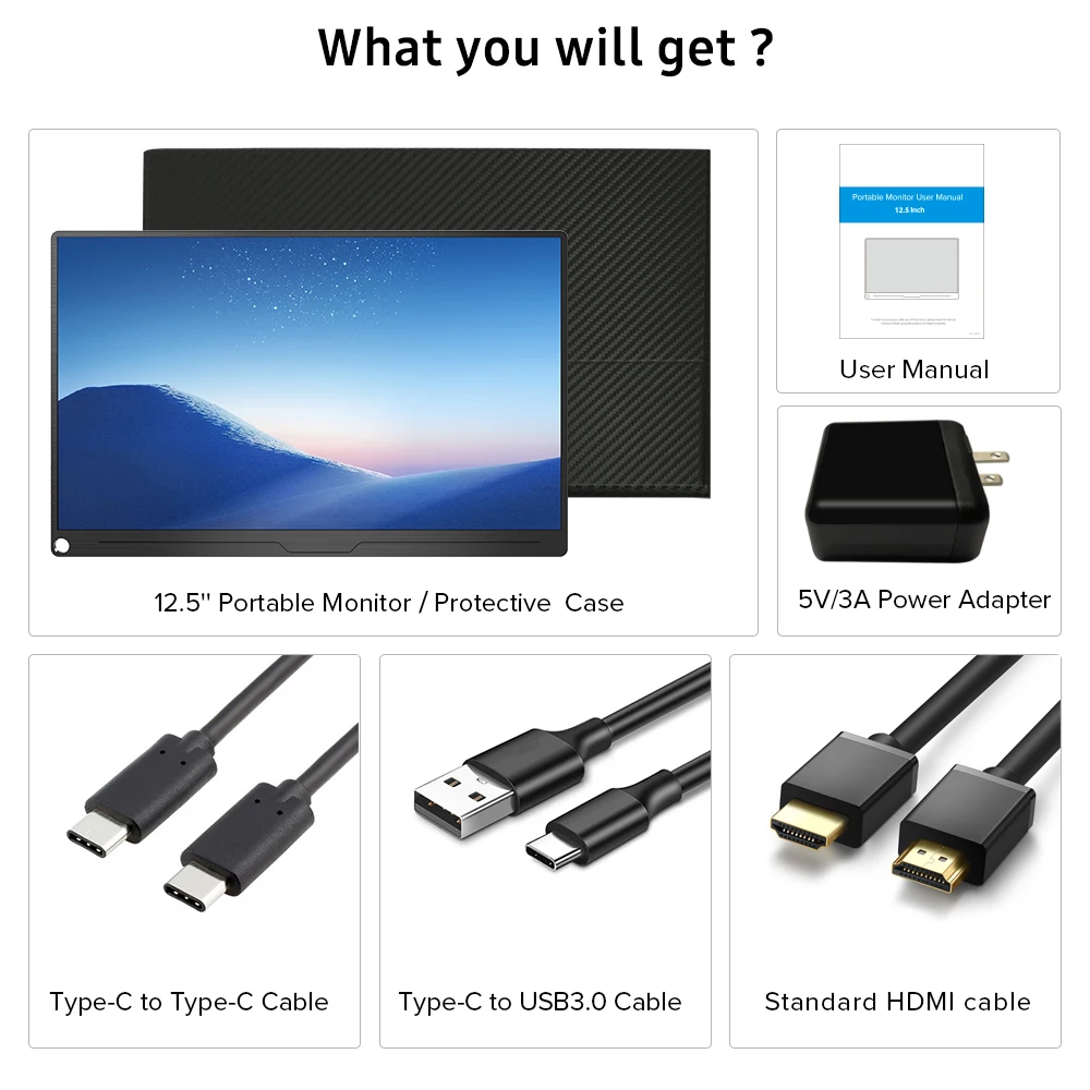 

UPERFECT thin portable lcd 4K monitor 12.5inch usb type c hdmi for laptop,phone,xbox,switch and ps4 portable lcd gaming monitor