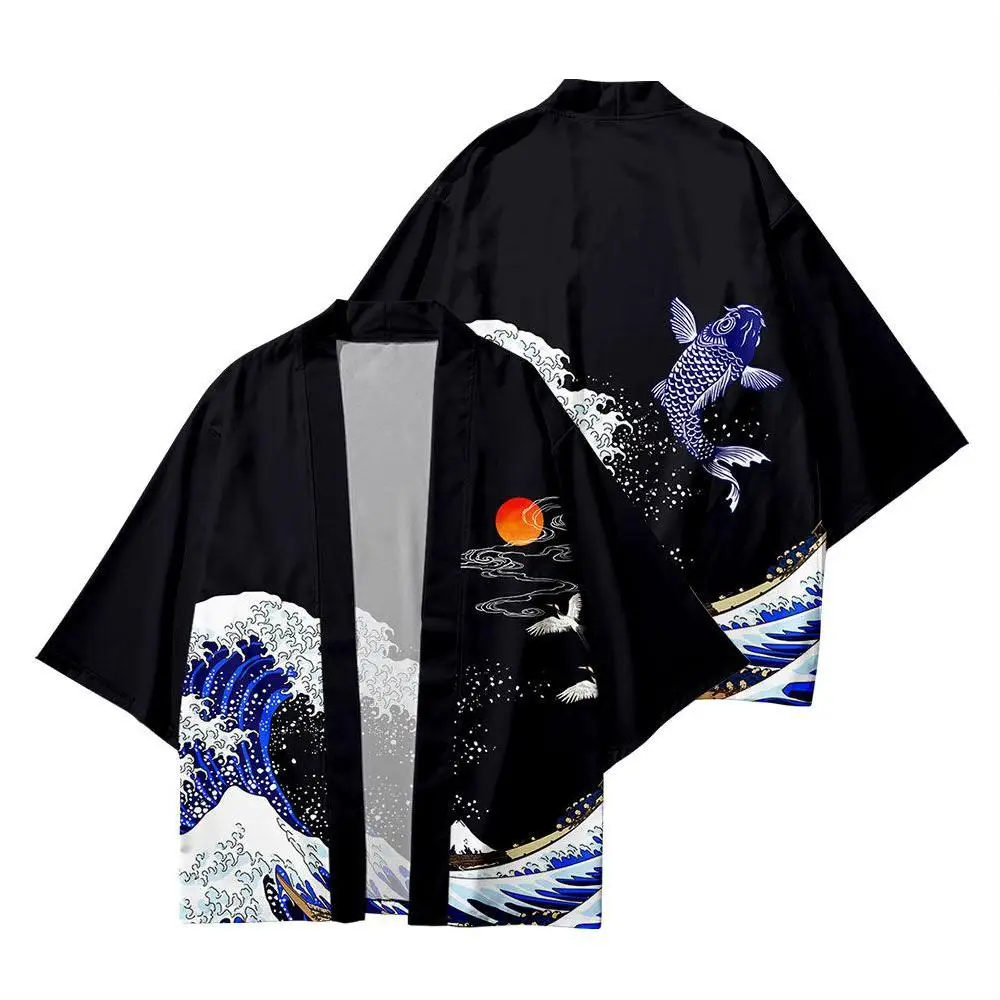 Новый летний кардиган-кимоно Kanagawa Kide одежда тонкое пальто накидка с семиконечным