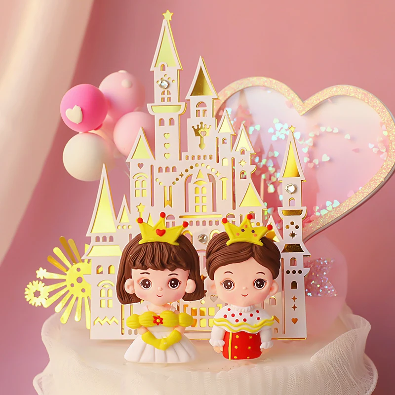 Platinum замок с мультипликационным принтом Princess Prince торт фигурки жениха и невесты