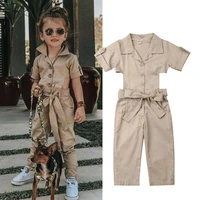 pudcoco toddler kids baby girls romper summer 2020 khaki cool backless jumpsuit children overall british style outfits