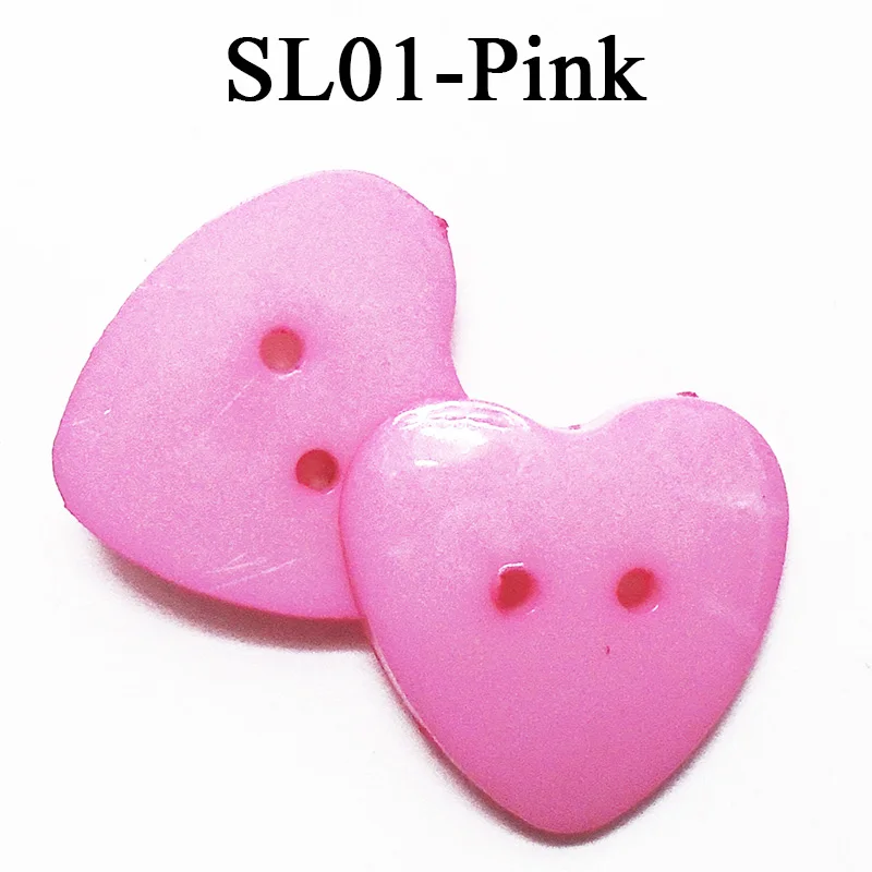 SL01-pink ZIEENE 5 шт.-50 шт Смешанные 12 Цветов, украшенная большим сердечком; Пластик кнопки 25X25 мм Diy Швейные Скрапбукинг для детей ручной работы с 2 отверстиями - Цвет: SL01-pink