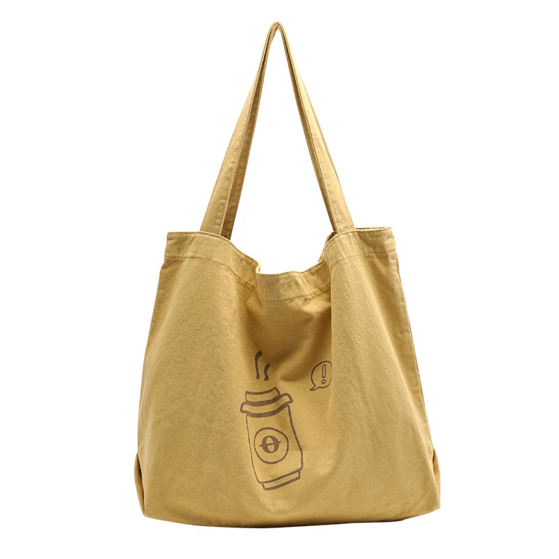 

Multi-color Simple Literary Canvas Woman Bag Fashion Net Red Lazy Printed Handbag Casual Large-capacity Shopping Shoulder Bag