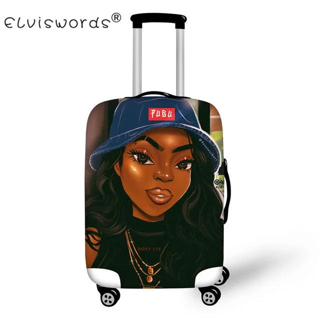 ELVISWORDS Black Girl Magic Afro Lady дорожный защитный чехол на чемодан для 18-30 дюймов аксессуары для путешествий Чехол - Цвет: YQ3713