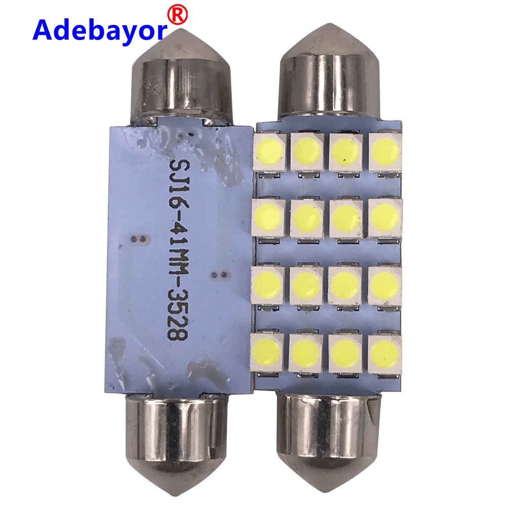 Adebayor 500pcs 31mm 36mm 39mm 41mm 3528 1210 SMD 16 LED Car Auto Festoon Dome Interior Map Lights Bulb Lamp for DC 12V | Автомобили и