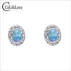 Ювелирные изделия CoLife классические серьги-гвоздики из серебра 925 пробы с натуральным опалом 4 Х6 мм, простые серьги из серебра Серебряные Серьги с драгоценными камнями пробы