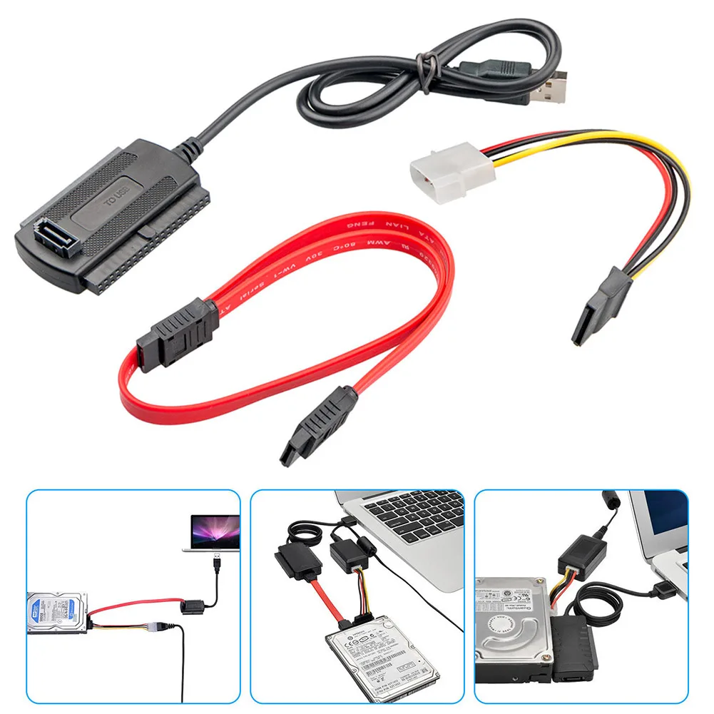 Black USB 2.0 to IDE/SATA Drive Adapter Converter Cable For Hard Drive Disk 2.5 3 Inch ING-SHIPPING - Color: Black