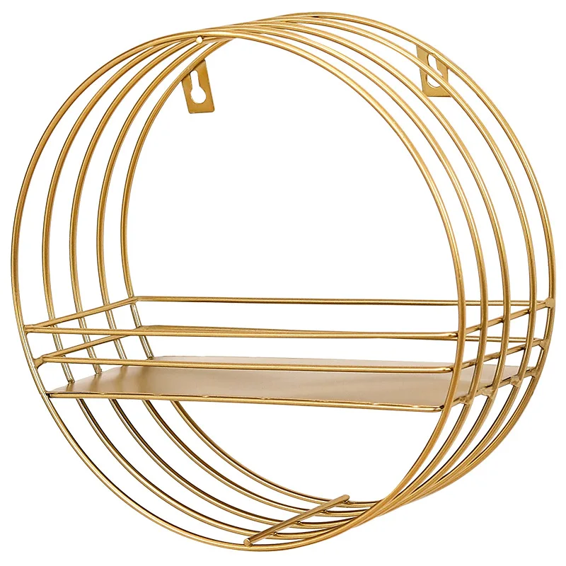 

Nordic simple ins golden round iron wall shelf home living room wall decoration storage wall hanging