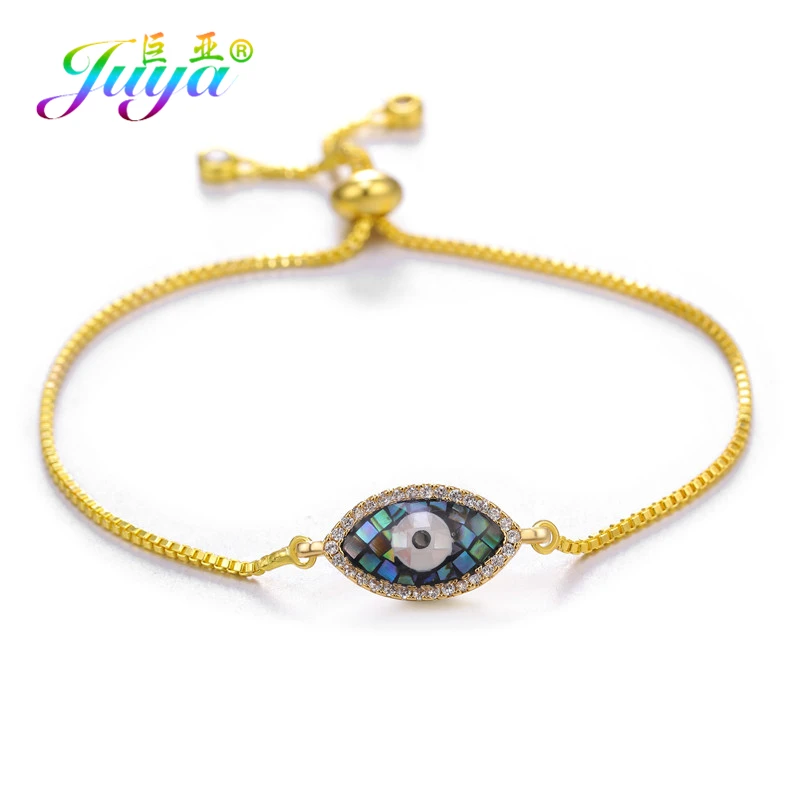 Gold Juya модные золотые/серебряные/розовое золото регулируемые цепочки Шарм ракушка Evil Eye браслеты для женщин греческий глаз хамса, амулет Фатимы браслеты поставки - Окраска металла: Gold