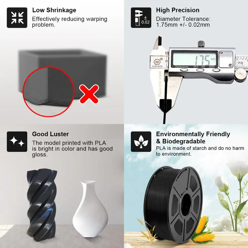 SUNLU 3D нити 1 75 мм кг PETG ABS Шелковый PLA принтеры материалы точность измерения +/ 0 02