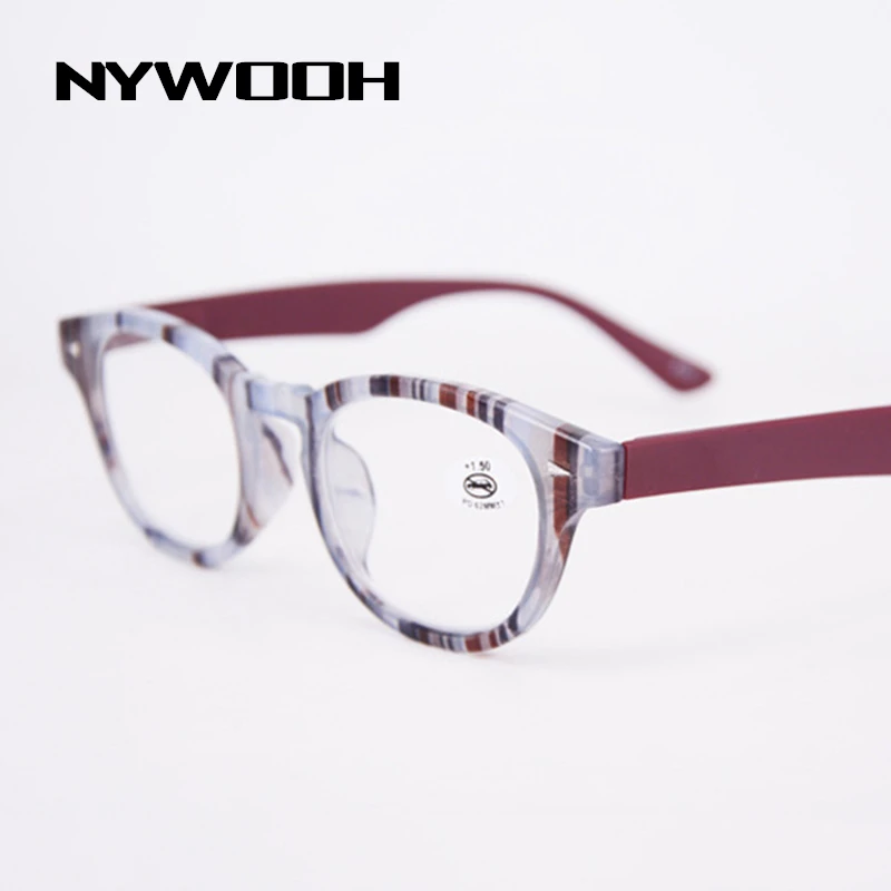 

NYWOOH Fashion Reading Glasses Women Men Square Eyeglasses Prescription Colorful Striped Plastic Presbyopia Eyewear Diopter