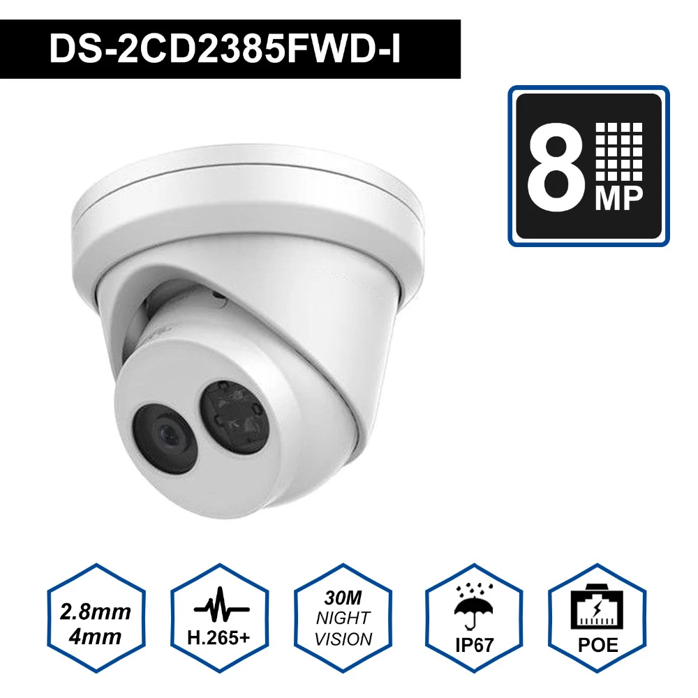 HIK Оригинальная английская версия DS-2CD2385FWD-I 8MP мини Сетевая камера