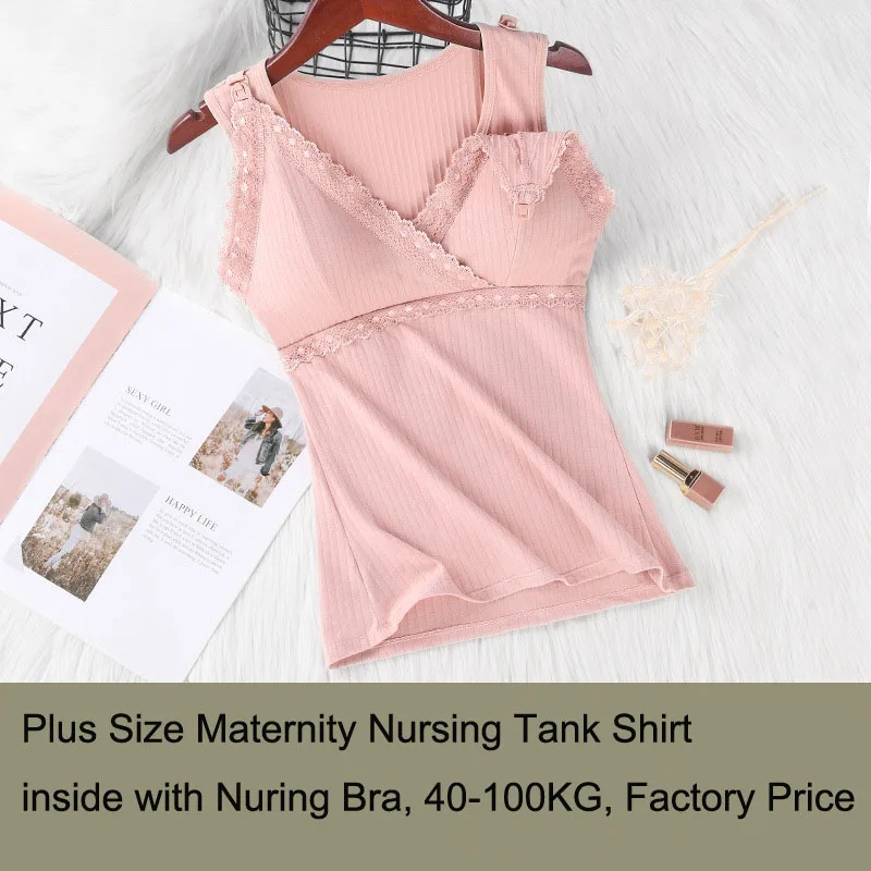 

Bra Maternity Wear Nursing Tops Sleeveless Camisole Breastfeeding Clothes Pregnant Women Wireless Camis Tank Top With Bra 100KG