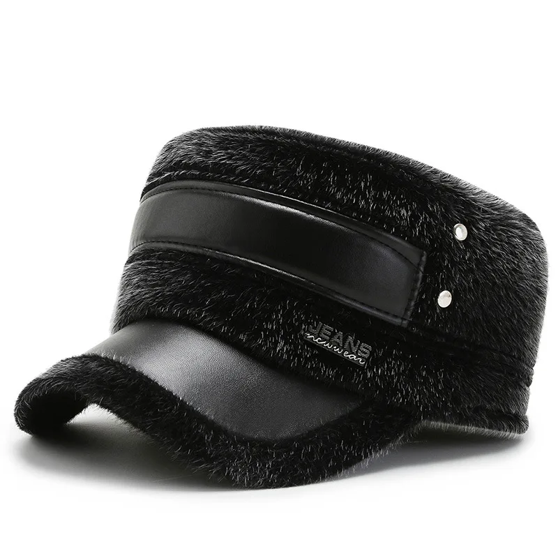 Шапка-бомбер мужская из натуральной замши Толстая теплая купольная шапка нубука