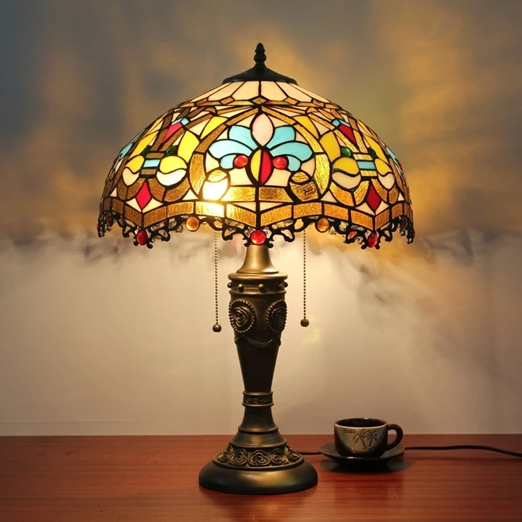 

16inch Luxury tiffany Baroque style table lamp retro decoration bedroom bedside lamp
