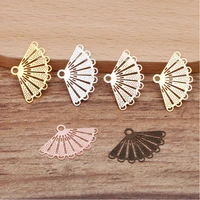 20pcs 16x25mm gold color plated brass fan shaped charms pendant high quality diy hand made jewelry accessories wholesale