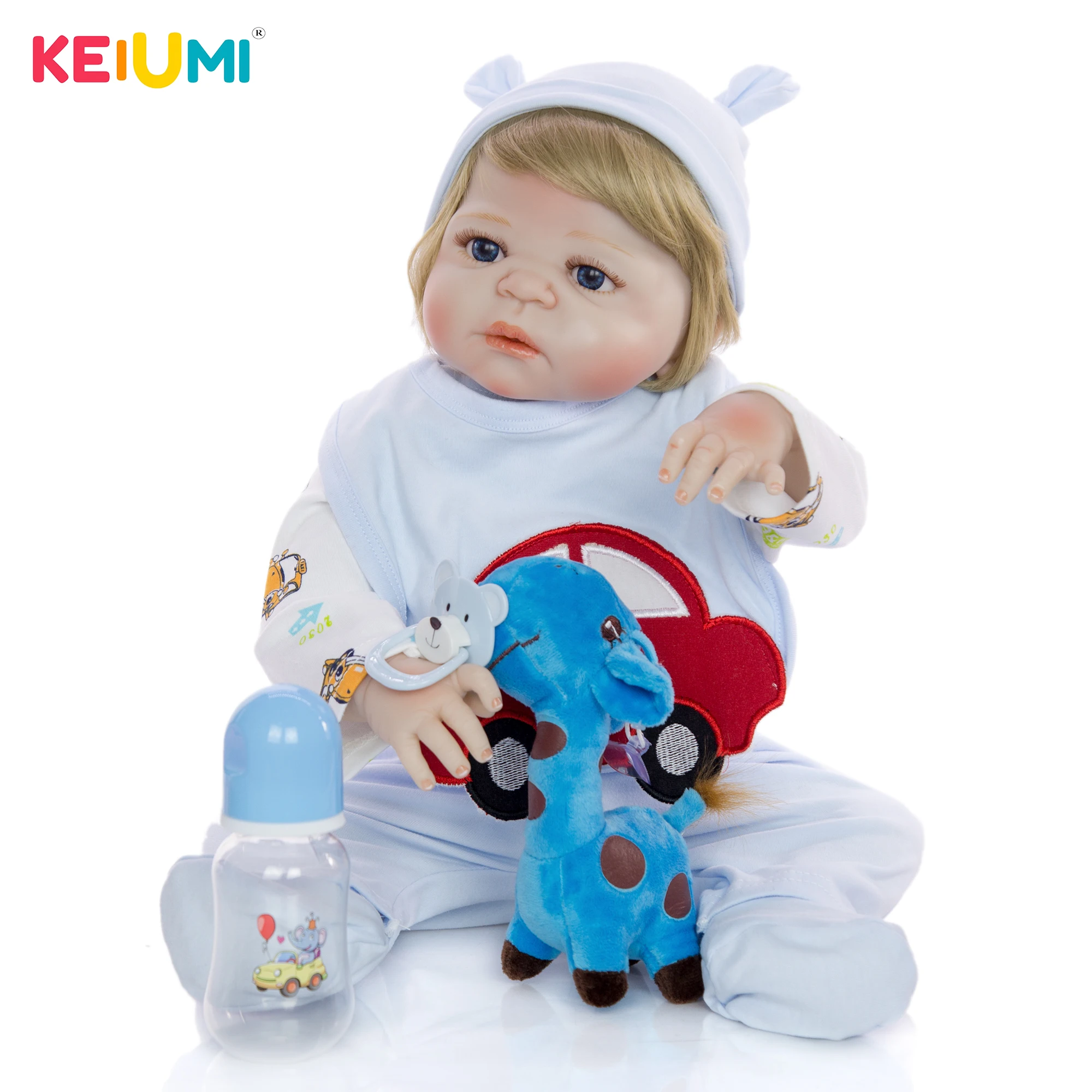 KEIUMI полностью виниловая кукла для новорожденных игрушка мальчика светлые волосы