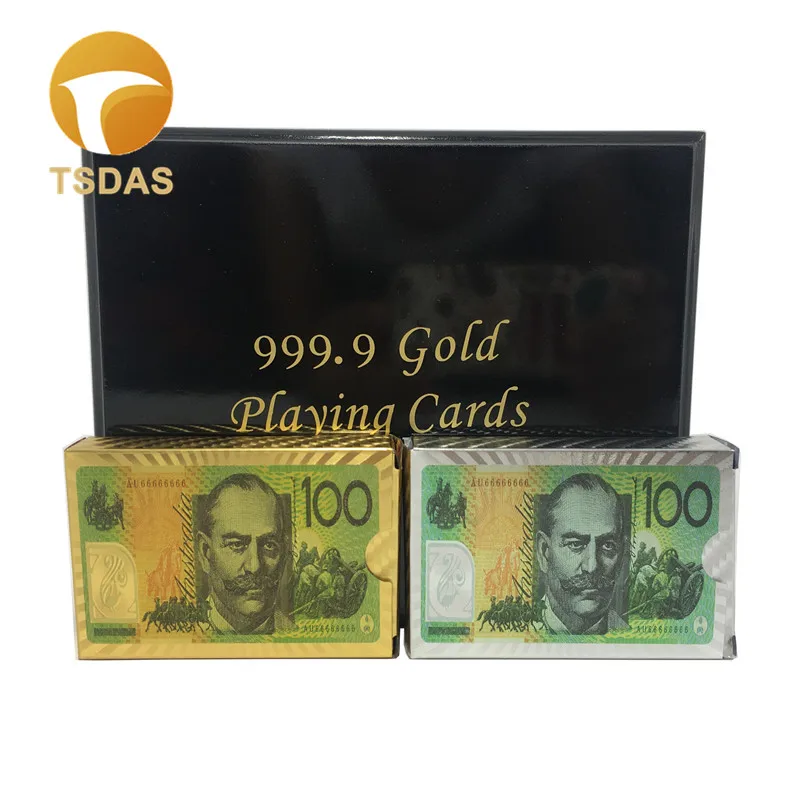 Роскошный $100 AUD золотой и серебряный колода игральных карт поставляются с