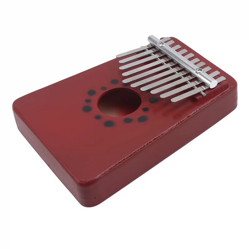 Пианино для большого пальца из красного дерева с 10 клавишами и стикерами